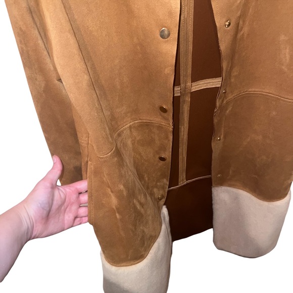 Zara Longline Oversized Faux Suede Sherpa Cognac Camel Jacket - Picture 12 of 15